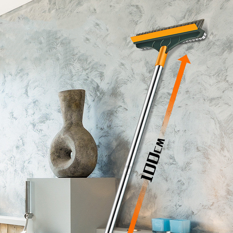 🧼 Cepillo de Limpieza Ajustable con Mango Largo y Cerdas Enfocadas más Limpiador de Vidrio Incorporado